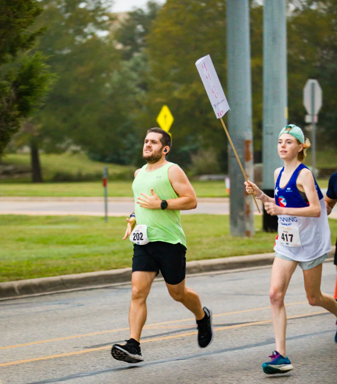 Matthew Brahms running a road race